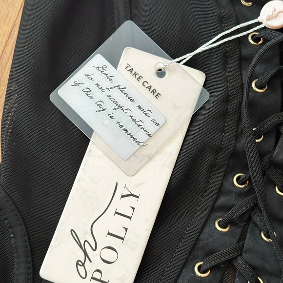 Oh Polly Black Lace-Up Dress - Picture 3 of 7